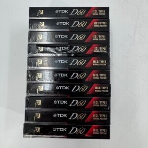 10 New TDK D60 IEC I Type 1 Normal Position‎ Blank Audio Cassette Tapes